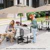 Giantex Picnic Table Bench Set for 4 People, 4.5FT Outdoor Rectangular Dining Table & 2 Benches w/Umbrella Hole, HDPE Tabletop, Metal Frame, Patio Garden Backyard Poolside (4.5FT,Non-Foldable,Gray)(White)