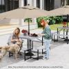 Giantex Picnic Table Bench Set for 4 People, 4.5FT Outdoor Rectangular Dining Table & 2 Benches w/Umbrella Hole, HDPE Tabletop, Metal Frame, Patio Garden Backyard Poolside (4.5FT,Non-Foldable,Gray)(Grey)