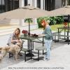 Giantex Picnic Table Bench Set for 4 People, 4.5FT Outdoor Rectangular Dining Table & 2 Benches w/Umbrella Hole, HDPE Tabletop, Metal Frame, Patio Garden Backyard Poolside (4.5FT,Non-Foldable,Gray)(Green)