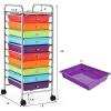 Giantex Plastic Boxes 10 Drawer Rolling Organizer Cart Utility Storage Tools Scrapbook Paper Multi-Use (Multicolor)