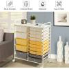 Giantex Plastic Boxes 15 Drawer Rolling Organizer Cart Utility Storage Tools Scrapbook Paper Multi-Use (Yellow)