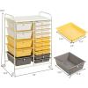 Giantex Plastic Boxes 15 Drawer Rolling Organizer Cart Utility Storage Tools Scrapbook Paper Multi-Use (Yellow)