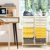 Giantex Plastic Boxes 15 Drawer Rolling Organizer Cart Utility Storage Tools Scrapbook Paper Multi-Use (Yellow)