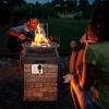 Giantex Propane Fire Bowl Column, 40,000 BTU Outdoor Gas Fire Pit, Compact Ledge Stone Firepit Table with Lava Rocks and Rain Cover