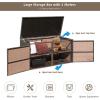 Giantex Rattan Deck Box 88 Gallon Wicker Storage Box W/Separate Storage Shelf, Openable Door, Steel Frame, Toys and Tools Organize for Yard, Garden, Balcony, Porch, Patio Rattan Storage Box (Brown)(Brown)