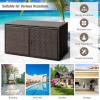 Giantex Rattan Deck Box 88 Gallon Wicker Storage Box W/Separate Storage Shelf, Openable Door, Steel Frame, Toys and Tools Organize for Yard, Garden, Balcony, Porch, Patio Rattan Storage Box (Brown)(Brown)
