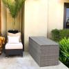 Giantex Rattan Deck Box 88 Gallon Wicker Storage Box W/Separate Storage Shelf, Openable Door, Steel Frame, Toys and Tools Organize for Yard, Garden, Balcony, Porch, Patio Rattan Storage Box (Brown)(Gray)