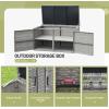Giantex Rattan Deck Box 88 Gallon Wicker Storage Box W/Separate Storage Shelf, Openable Door, Steel Frame, Toys and Tools Organize for Yard, Garden, Balcony, Porch, Patio Rattan Storage Box (Brown)(Gray)