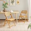 Giantex Rattan Folding Chairs Set of 2, Bamboo Dining Chairs with Rotatable Backrests, Max Load 330 lbs, Boho Kitchen Side Chair for Living Room, Restaurant, No Assembly, Natural(2)