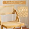 Giantex Rattan Folding Chairs Set of 2, Bamboo Dining Chairs with Rotatable Backrests, Max Load 330 lbs, Boho Kitchen Side Chair for Living Room, Restaurant, No Assembly, Natural(2)