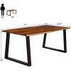 Giantex Rectangular Acacia Wood Dining Table Rustic Indoor & Outdoor Furniture (Rustic Brown&Black)(Rustic Brown&black)
