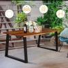Giantex Rectangular Acacia Wood Dining Table Rustic Indoor & Outdoor Furniture (Rustic Brown&Black)(Rustic Brown&black)