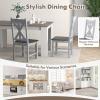 Giantex Retro Wooden Dining Chairs Set of 2, Farmhouse Kitchen Chairs w/Rubber Wood Frame, Elegant Hollowed Backrest, Armless Dining Room Chairs, Rustic Side Chairs for Restaurant, Living Room, Grey(2)