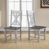 Giantex Retro Wooden Dining Chairs Set of 2, Farmhouse Kitchen Chairs w/Rubber Wood Frame, Elegant Hollowed Backrest, Armless Dining Room Chairs, Rustic Side Chairs for Restaurant, Living Room, Grey(1)