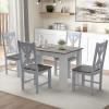 Giantex Retro Wooden Dining Chairs Set of 2, Farmhouse Kitchen Chairs w/Rubber Wood Frame, Elegant Hollowed Backrest, Armless Dining Room Chairs, Rustic Side Chairs for Restaurant, Living Room, Grey(2)