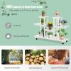 Giantex Rolling Flower Rack Wood Plant Stand on Wheels 6 Wood Shelves 12 Pots Bonsai Display Shelf Indoor Outdoor Yard Garden Patio Balcony Living Room Storage Rack Bookshelf Hollow Shelves (White)(White)