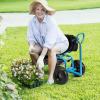Giantex Rolling Garden Cart, 360 Swivel Workseat with 4 Wheels, Removal Cushion & Tool Tray, Storage Basket, Gardening Wagon Scooter with Adjustable Height, Handle (Red)(Blue)