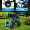 Giantex Rolling Garden Cart, 360 Swivel Workseat with 4 Wheels, Removal Cushion & Tool Tray, Storage Basket, Gardening Wagon Scooter with Adjustable Height, Handle (Red)(Blue)