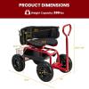 Giantex Rolling Garden Cart, 360 Swivel Workseat with 4 Wheels, Removal Cushion & Tool Tray, Storage Basket, Gardening Wagon Scooter with Adjustable Height, Handle (Red)(Red)