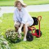 Giantex Rolling Garden Cart, 360 Swivel Workseat with 4 Wheels, Removal Cushion & Tool Tray, Storage Basket, Gardening Wagon Scooter with Adjustable Height, Handle (Red)(Red)