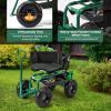 Giantex Rolling Garden Cart, 360 Swivel Workseat with 4 Wheels, Removal Cushion & Tool Tray, Storage Basket, Gardening Wagon Scooter with Adjustable Height, Handle (Red)(Green)