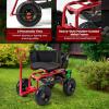Giantex Rolling Garden Cart, 360 Swivel Workseat with 4 Wheels, Removal Cushion & Tool Tray, Storage Basket, Gardening Wagon Scooter with Adjustable Height, Handle (Red)(Red)