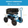 Giantex Rolling Garden Cart, 360 Swivel Workseat with 4 Wheels, Removal Cushion & Tool Tray, Storage Basket, Gardening Wagon Scooter with Adjustable Height, Handle (Red)(Blue)