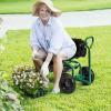 Giantex Rolling Garden Cart, 360 Swivel Workseat with 4 Wheels, Removal Cushion & Tool Tray, Storage Basket, Gardening Wagon Scooter with Adjustable Height, Handle (Red)(Green)