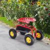 Giantex Rolling Garden Work Seat, 360 Swivel Gardening Workseat with Wheels, Tool Basket, Adjustable Height, Outdoor Scooter for Sitting, Gardening Stool Chair for Planting Trimming, Green(Red)