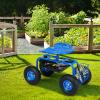 Giantex Rolling Garden Work Seat, 360 Swivel Gardening Workseat with Wheels, Tool Basket, Adjustable Height, Outdoor Scooter for Sitting, Gardening Stool Chair for Planting Trimming, Green(Blue)