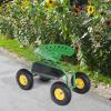 Giantex Rolling Garden Work Seat, 360 Swivel Gardening Workseat with Wheels, Tool Basket, Adjustable Height, Outdoor Scooter for Sitting, Gardening Stool Chair for Planting Trimming, Green(Green)