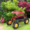 Giantex Rolling Garden Work Seat, 360 Swivel Gardening Workseat with Wheels, Tool Basket, Adjustable Height, Outdoor Scooter for Sitting, Gardening Stool Chair for Planting Trimming, Green(Red)