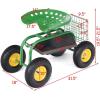 Giantex Rolling Garden Work Seat, 360 Swivel Gardening Workseat with Wheels, Tool Basket, Adjustable Height, Outdoor Scooter for Sitting, Gardening Stool Chair for Planting Trimming, Green(Green)