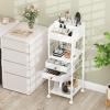 Giantex Rolling Makeup Organizer Cart with Drawers & Shelves, Cosmetic Storage Rack with Lockable Wheels, Top Display Case, Vanity Organizer for Skincare, Perfume, Brushes & Hair Tools, White