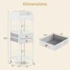 Giantex Rolling Makeup Organizer Cart with Drawers & Shelves, Cosmetic Storage Rack with Lockable Wheels, Top Display Case, Vanity Organizer for Skincare, Perfume, Brushes & Hair Tools, White