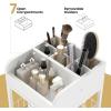 Giantex Rolling Makeup Organizer Cart with Drawers & Shelves, Cosmetic Storage Rack with Lockable Wheels, Top Display Case, Vanity Organizer for Skincare, Perfume, Brushes & Hair Tools, White