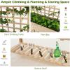 Giantex Rolling Raised Garden Bed with Trellis, Wood Planter Box on Wheels, Black Liner, Storage Shelf, Garden Trellis for Vine Climbing Flower Vegetable Herb or Hanging Tools, 41.5″x16″x 54″(Natural)