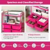 Giantex Rolling Storage Cart with 10 Drawers, Utility Cart with Tabletop, Drawer Organizer with Wheels for Craft Art Paper Tool, Mobile Organization & Sorting for Office Home School School Supplies(Hot Pink)