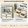 Giantex Rolling Storage Cart with 10 Drawers, Utility Cart with Tabletop, Drawer Organizer with Wheels for Craft Art Paper Tool, Mobile Organization & Sorting for Office Home School School Supplies(Ivory)