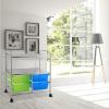 Giantex Rolling Storage Cart with 10 Drawers, Utility Cart with Tabletop, Drawer Organizer with Wheels for Craft Art Paper Tool, Mobile Organization & Sorting for Office Home School School Supplies(Blue & Green & Chrome Finish)
