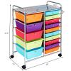 Giantex Rolling Storage Cart with 15 Drawers, Mobile Book Paper Organizer Tools Trolley with Wheels, Ideal for School, Office, Home … Multiple Color