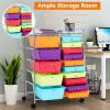 Giantex Rolling Storage Cart with 15 Drawers, Mobile Book Paper Organizer Tools Trolley with Wheels, Ideal for School, Office, Home … Multiple Color