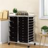 Giantex Rolling Storage Cart with 15 Drawers, Mobile Book Paper Organizer Tools Trolley with Wheels, Ideal for School, Office, Home (Black)