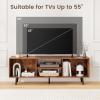 Giantex Rustic Brown TV Stand for TVs up to 55″, 47.5″ Small Entertainment Center with Storage, Open Shelves & 5 Heavy-Duty Metal Legs, Wood Media Console Table for Living Room, Bedroom