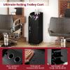 Giantex Salon Cart for Hair Stylists, Lockable Wood Trolley Cart on Wheels, 3-Drawer Storage Cabinet, Side Tool Tray, Hair Dryer Holders, Rolling Salon Station for Beauty Spa Barber Tattoo(Black)
