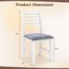 Giantex Set of 2 Dining Chairs White, Upholstered Kitchen Chairs w/Padded Seat & Ladder Back, Farmhouse Armless Side Chairs, Modern Dining Room Chairs for Home Living Room Restaurant(White+grey)