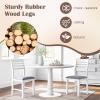 Giantex Set of 2 Dining Chairs White, Upholstered Kitchen Chairs w/Padded Seat & Ladder Back, Farmhouse Armless Side Chairs, Modern Dining Room Chairs for Home Living Room Restaurant(White+grey)