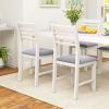 Giantex Set of 2 Dining Chairs White, Upholstered Kitchen Chairs w/Padded Seat & Ladder Back, Farmhouse Armless Side Chairs, Modern Dining Room Chairs for Home Living Room Restaurant(White+grey)