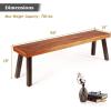 Giantex Set of 2 Outdoor Bench, Acacia Wood Patio Seating, Dining Benches for Garden, Lawn, Farmhouse and Entryway with Metal Legs, Rustic Brown and Black (2)(1)