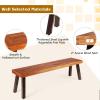 Giantex Set of 2 Outdoor Bench, Acacia Wood Patio Seating, Dining Benches for Garden, Lawn, Farmhouse and Entryway with Metal Legs, Rustic Brown and Black (2)(2)